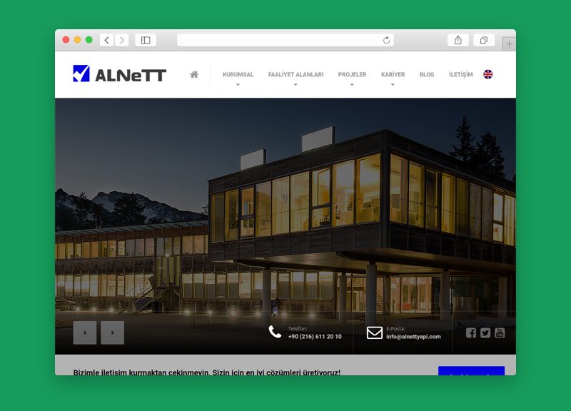 Alnett kurumsal web sitesi