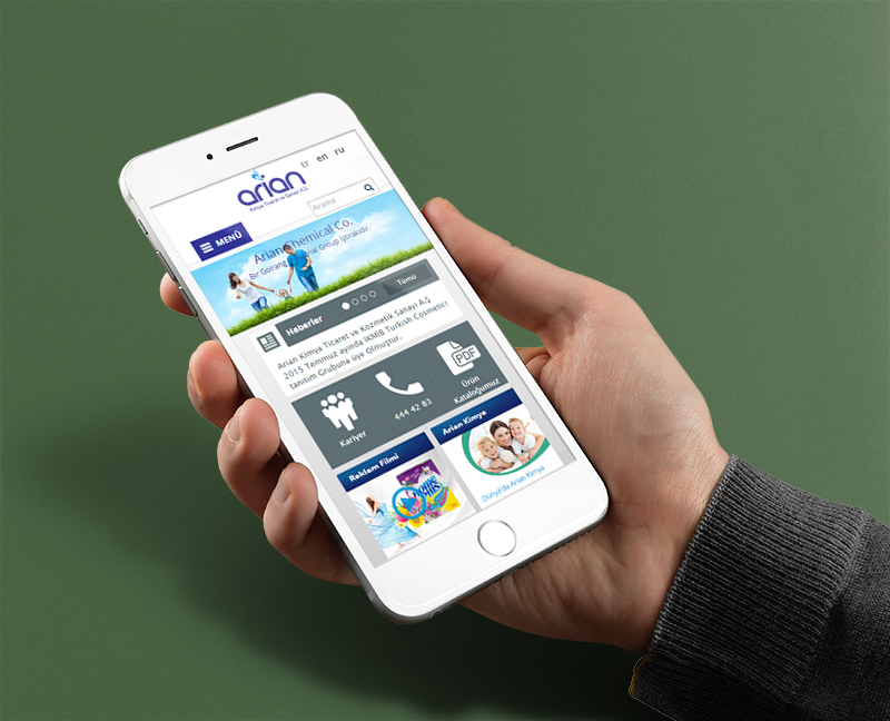 arian kimya responsive web sitesi